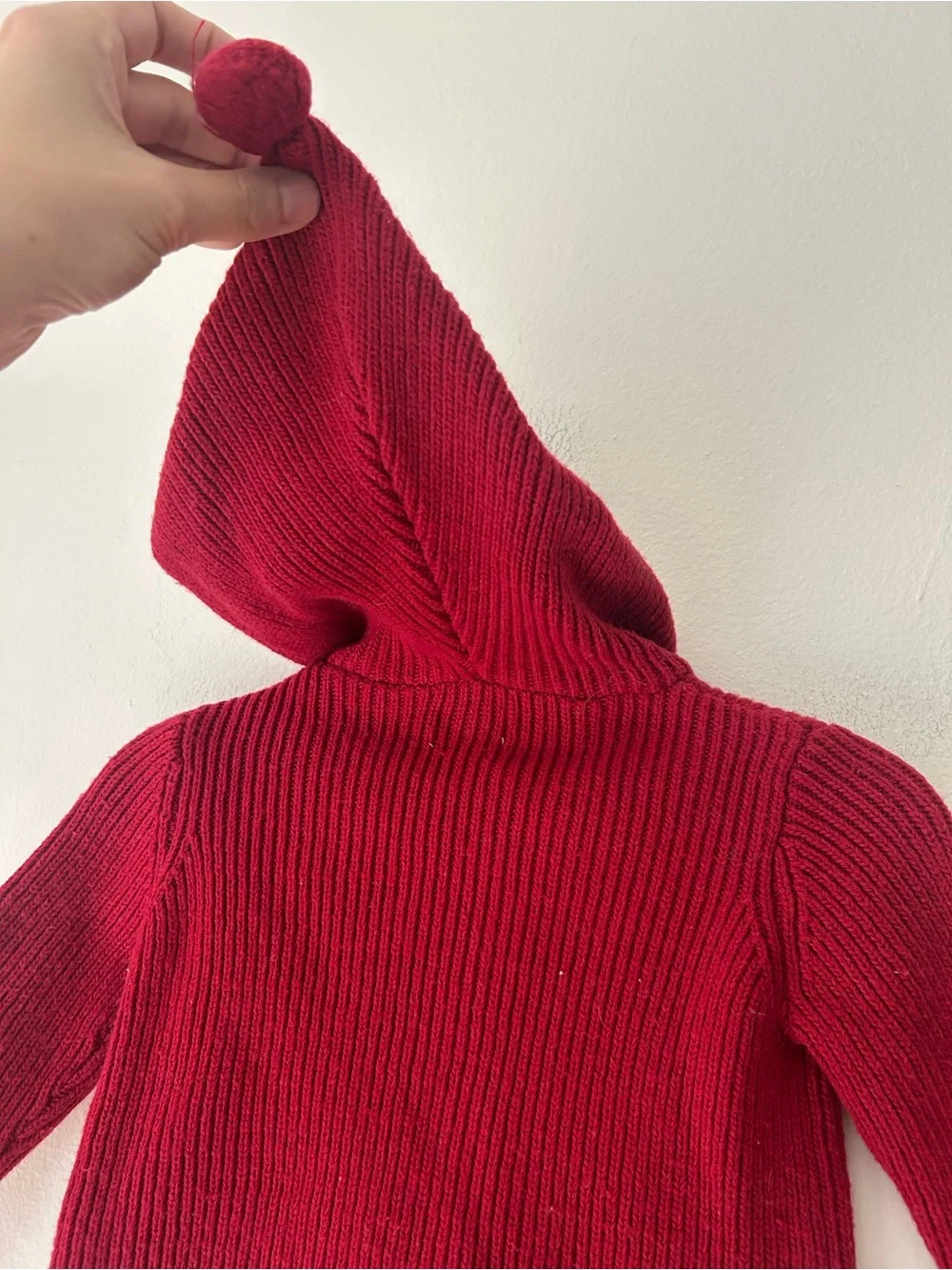 Gymboree 6-12 Months Red Hooded Knit Button Up Cardigan
